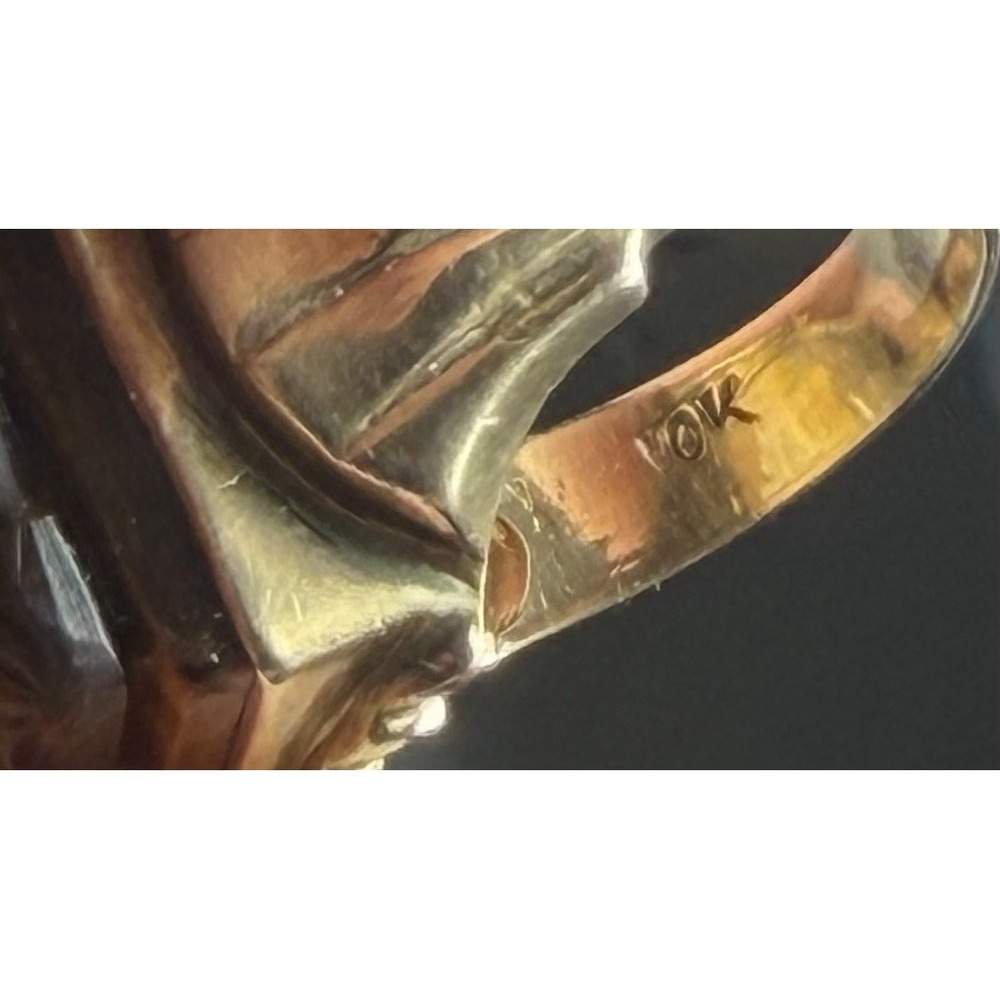 Vintage 10K Yellow Gold Tiger Eye Roman Warrior Cameo Intaglio Ring Sz 7 6g - Picture 3 of 10
